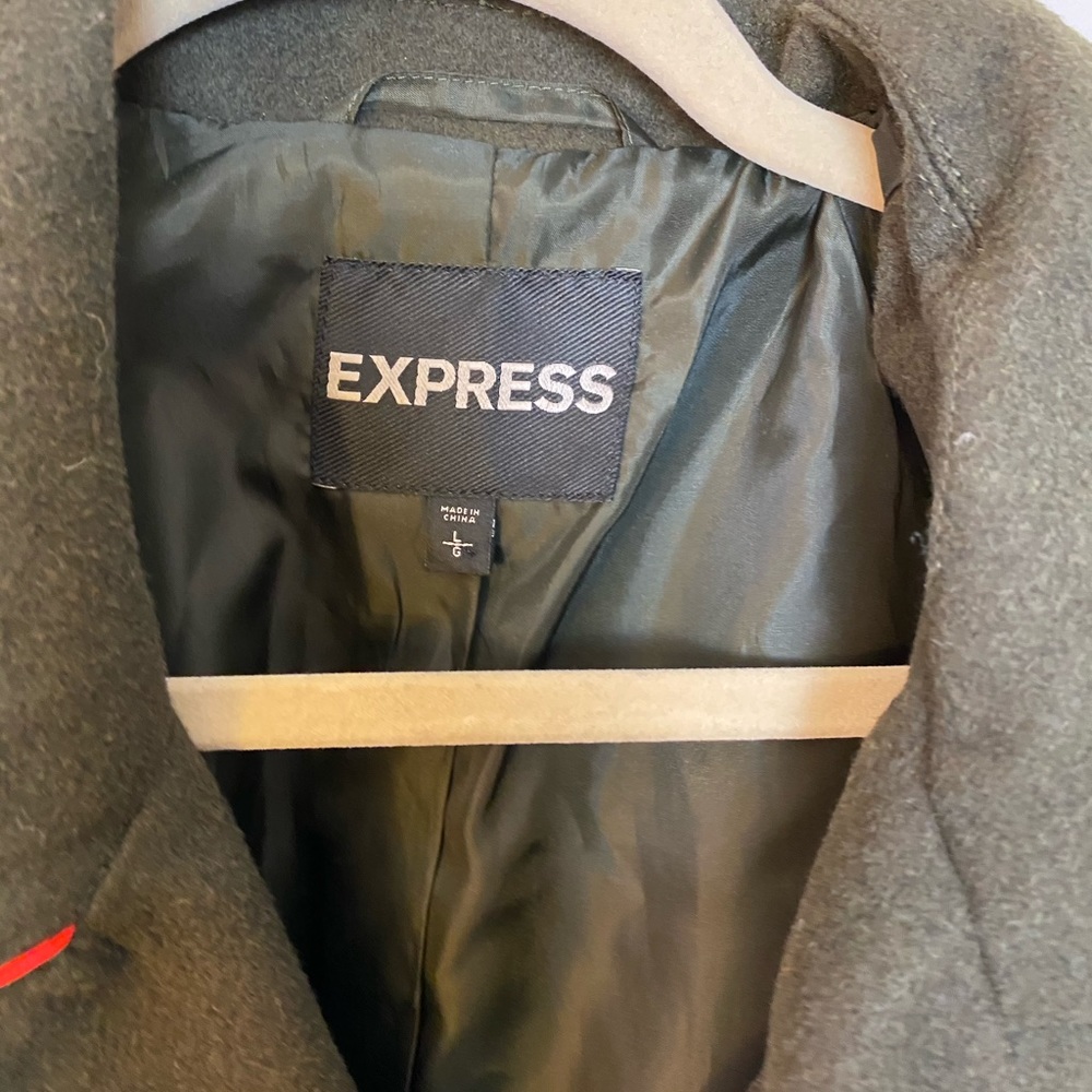 Express Gray Classic Structured Pea Coat Jacket - Picture 3 of 5